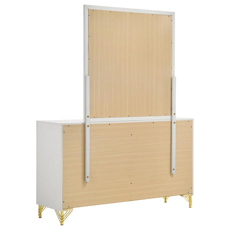 Lucia White 6-Drawer Bedroom Dresser with Mirror from Coaster - Luna Furniture
