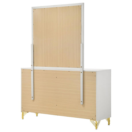 Lucia White 6-Drawer Bedroom Dresser with Mirror from Coaster - Luna Furniture