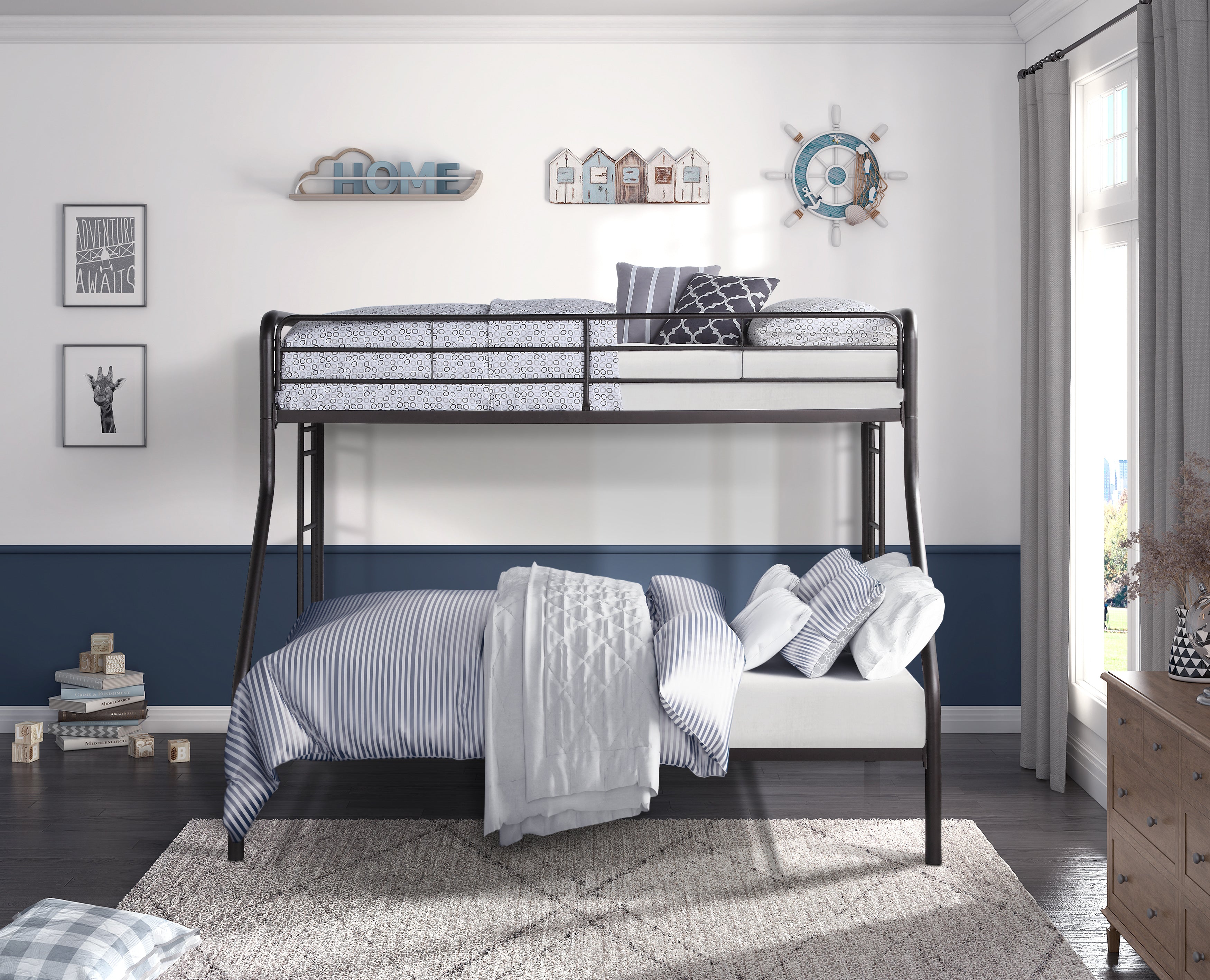 Homelegance Lunar Dark Bronze Metal Twin/Full Bunk Bed - Luna