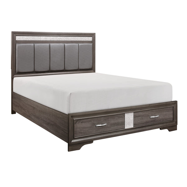 Luster Gray King Upholstered Storage Platform Bed