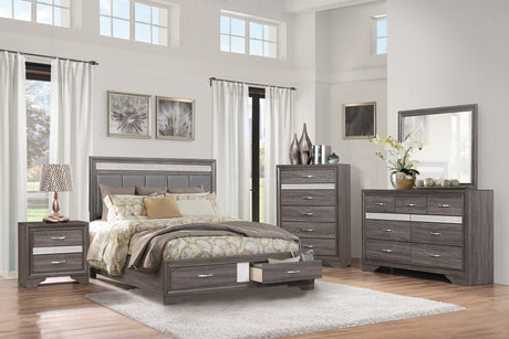 Luster Gray Queen Upholstered Storage Platform Bed from Homelegance - Luna Furniture