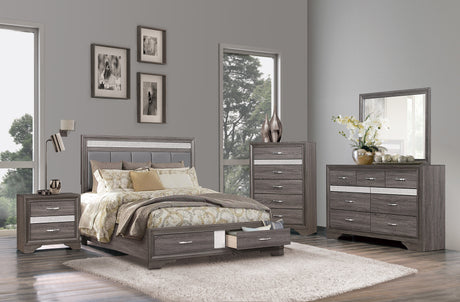 Luster Gray Upholstered Storage Platform Bedroom Set from Homelegance - Luna Furniture