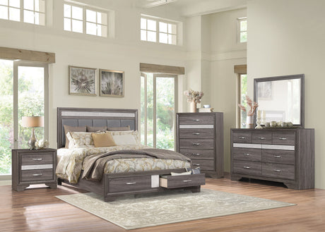 Luster Gray Upholstered Storage Platform Bedroom Set from Homelegance - Luna Furniture
