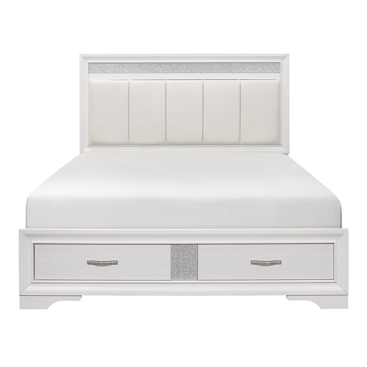 Luster White Queen Upholstered Storage Platform Bed from Homelegance - Luna Furniture