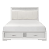 Luster White Queen Upholstered Storage Platform Bed from Homelegance - Luna Furniture