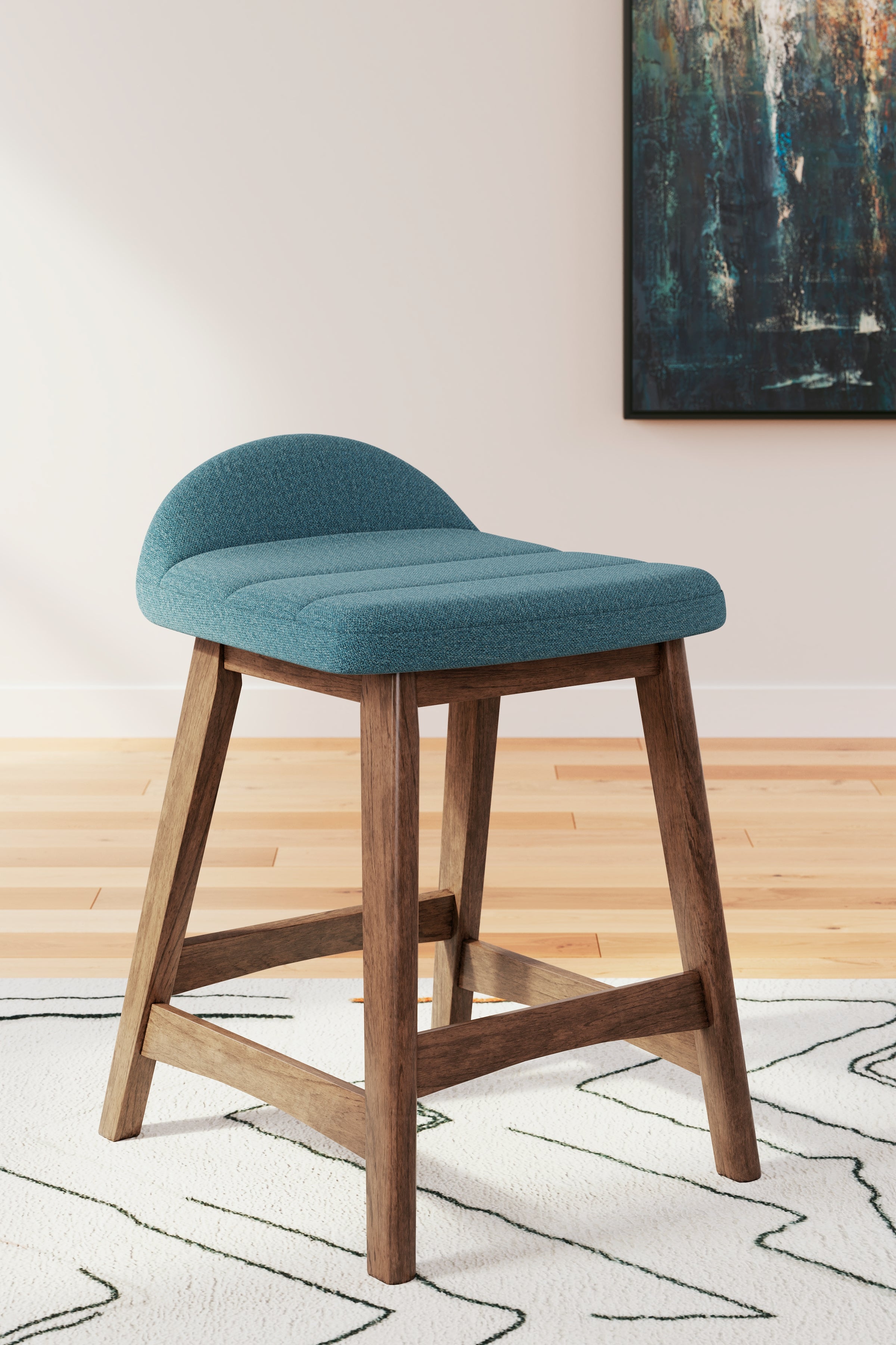 Lyncott Blue/Brown Counter Height Bar Stool, Set of 2 - Luna Furniture