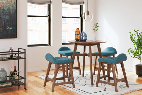 Lyncott Blue/Brown Counter Height Barstool, Set of 2 from Ashley - Luna Furniture