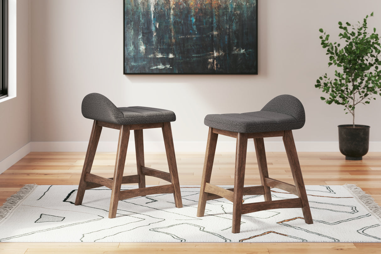Lyncott Charcoal/Brown Counter Height Barstool, Set of 2 from Ashley - Luna Furniture