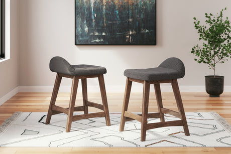 Lyncott Charcoal/Brown Counter Height Barstool, Set of 2 from Ashley - Luna Furniture