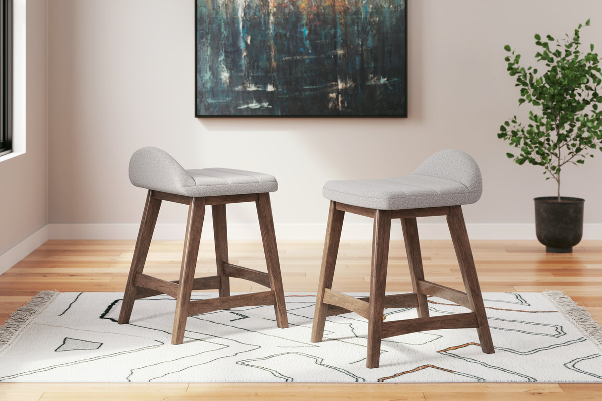 Lyncott Light Gray/Brown Counter Height Barstool, Set of 2 from Ashley - Luna Furniture