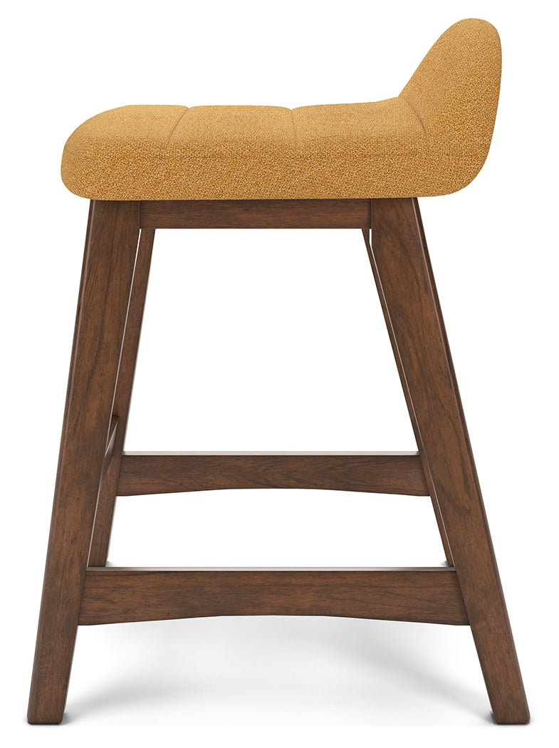 Lyncott Mustard/Brown Counter Height Barstool, Set of 2 from Ashley - Luna Furniture