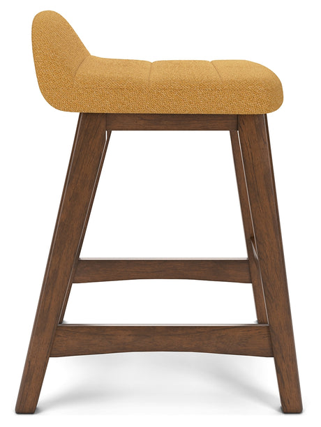 Lyncott Mustard/Brown Counter Height Barstool, Set of 2 from Ashley - Luna Furniture
