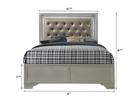 Lyssa Champagne LED Upholstered Panel Bedroom Set from Crown Mark - Luna Furniture