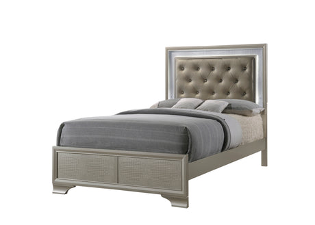 Lyssa Champagne LED Upholstered Panel Youth Bedroom Set from Crown Mark - Luna Furniture
