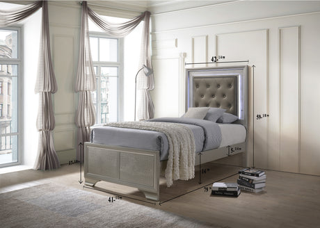 Lyssa Champagne LED Upholstered Panel Youth Bedroom Set from Crown Mark - Luna Furniture
