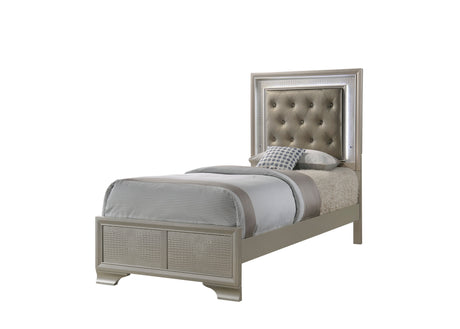Lyssa Champagne LED Upholstered Panel Youth Bedroom Set from Crown Mark - Luna Furniture