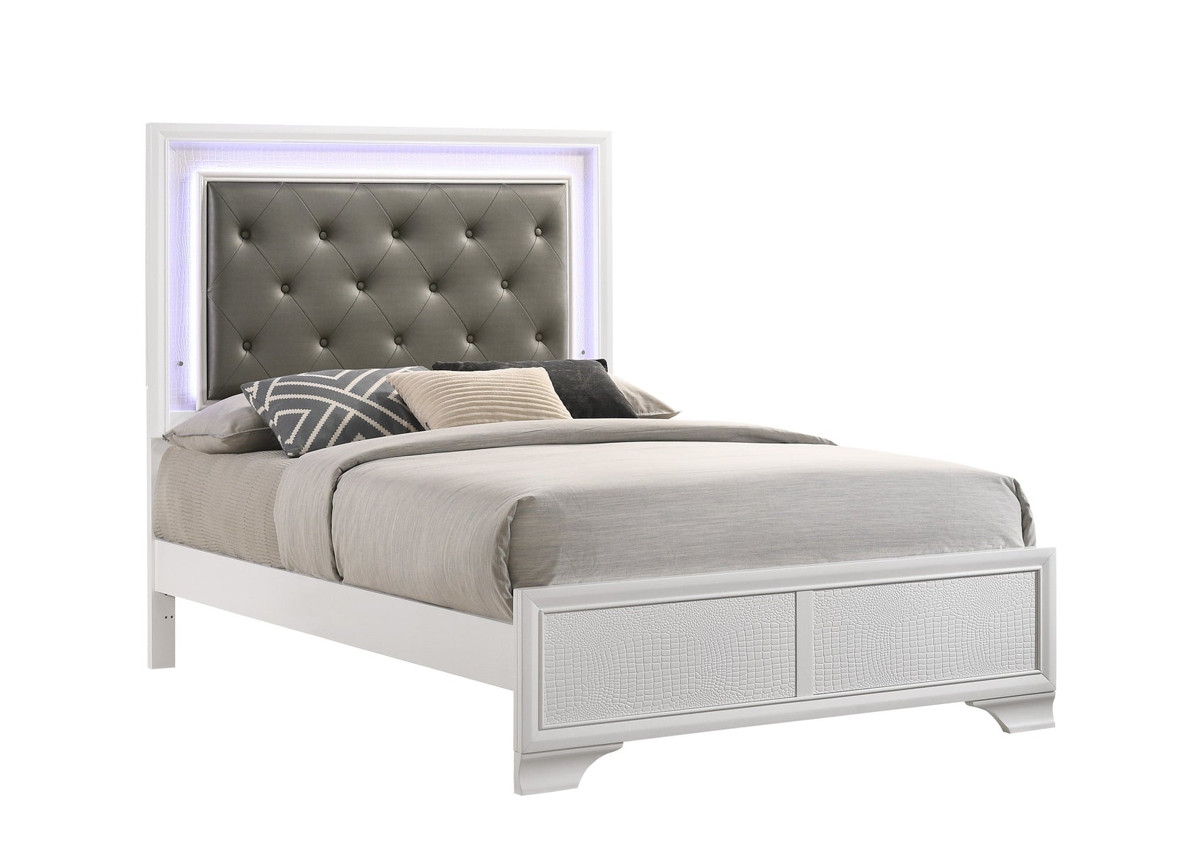 Lyssa Frost Full LED Upholstered Panel Bed from Crown Mark - Luna Furniture