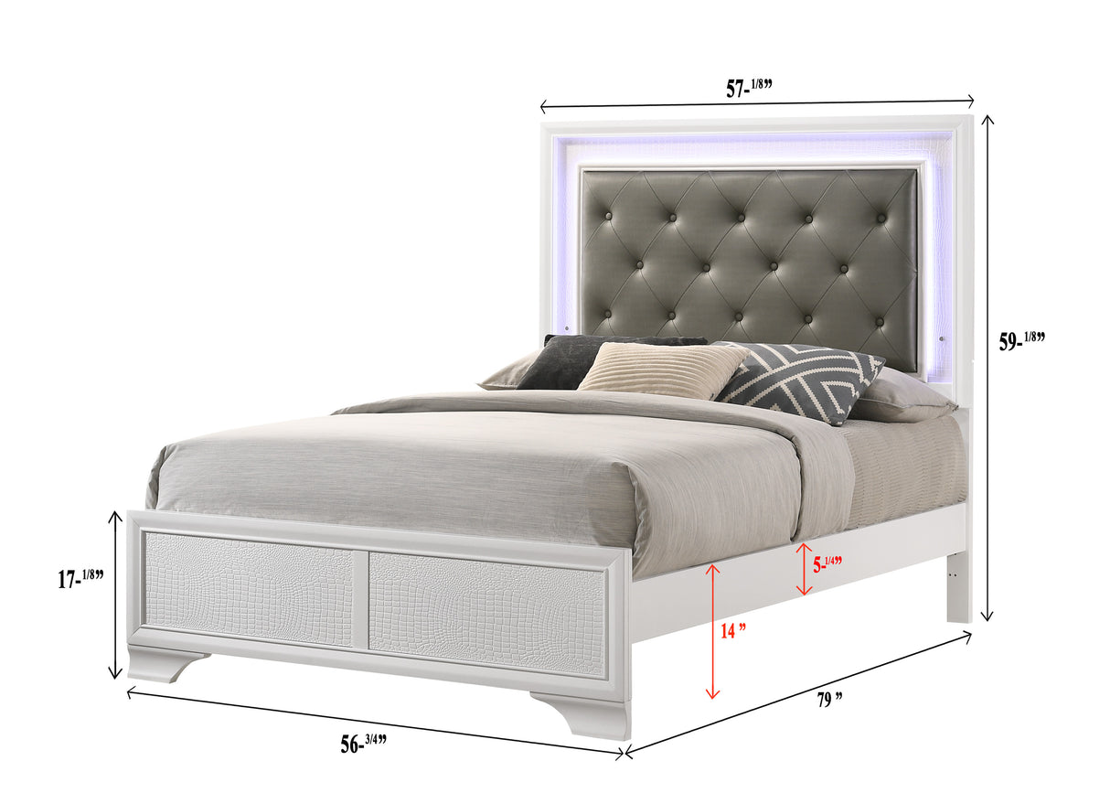 Lyssa Frost Full LED Upholstered Panel Bed from Crown Mark - Luna Furniture