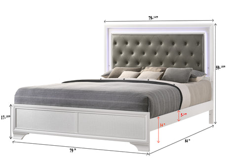 Lyssa Frost King LED Upholstered Panel Bed from Crown Mark - Luna Furniture