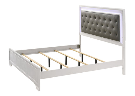 Lyssa Frost King LED Upholstered Panel Bed from Crown Mark - Luna Furniture