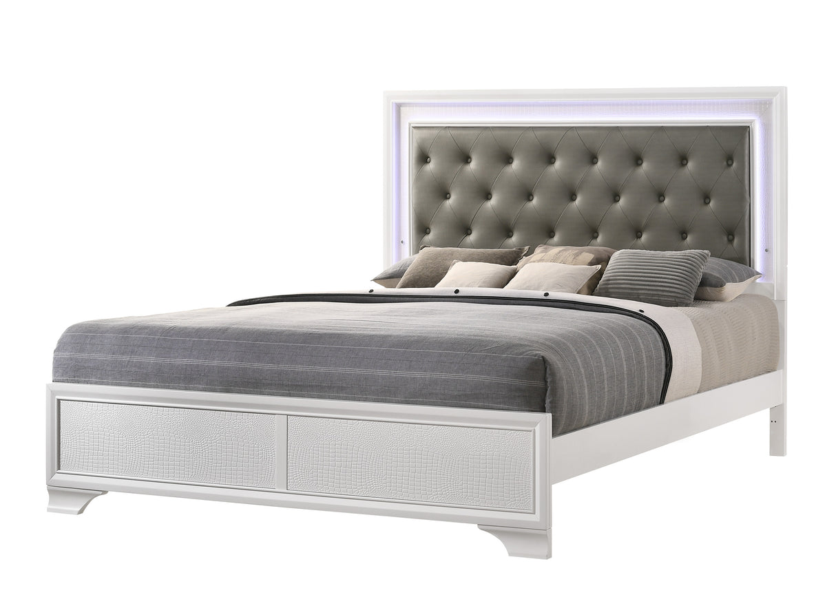 Lyssa Frost LED Upholstered Panel Bedroom Set from Crown Mark - Luna Furniture