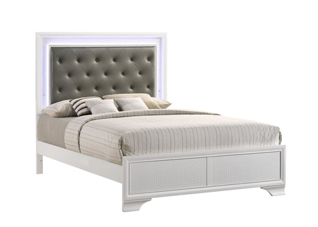 Lyssa Frost Queen LED Upholstered Panel Bed from Crown Mark - Luna Furniture