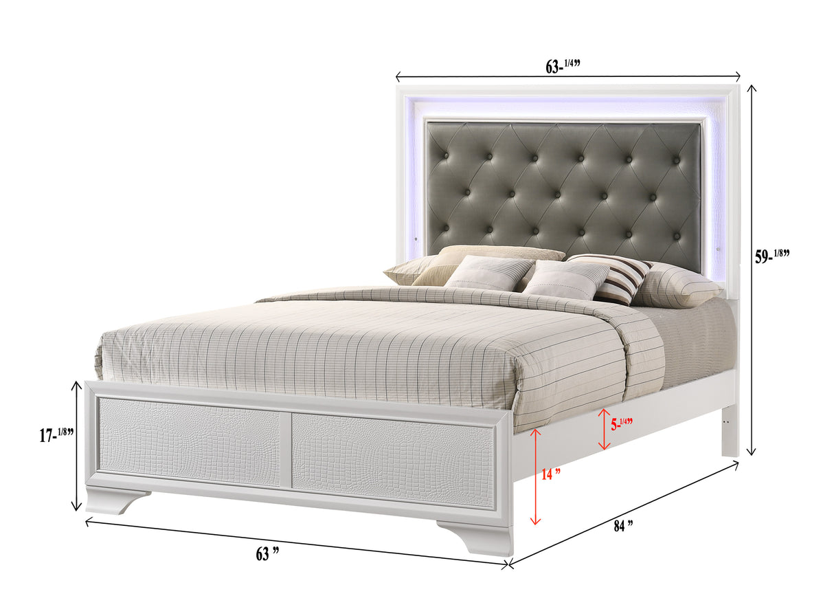 Lyssa Frost Queen LED Upholstered Panel Bed from Crown Mark - Luna Furniture