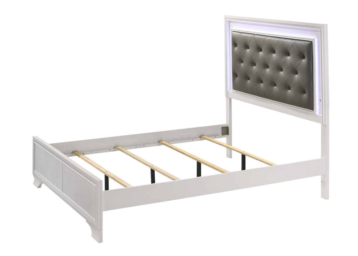 Lyssa Frost Queen LED Upholstered Panel Bed from Crown Mark - Luna Furniture