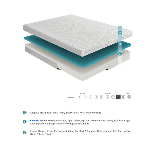 MT-G08T 8" Twin Gel-Infused Memory Foam Mattress