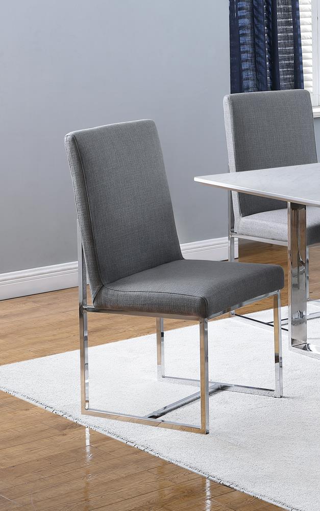 Mackinnon Gray and Chrome Upholstered Side Chairs, Set of 2 from Coaster - Luna Furniture