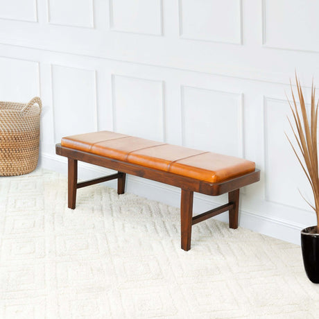 Maddox Tan Leather Bench from Midinmod - Luna Furniture