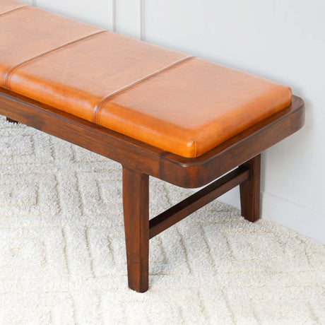 Maddox Tan Leather Bench from Midinmod - Luna Furniture