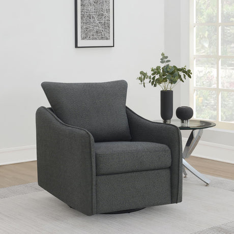 Madia Charcoal Gray Boucle Upholstered Swivel Glider Chair from Coaster - Luna Furniture