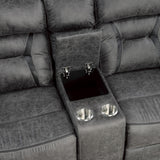 Madrona Hill Gray Double Reclining Loveseat with Center Console from Homelegance - Luna Furniture