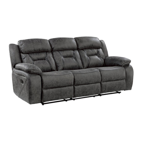 Madrona Hill Gray Double Reclining Sofa from Homelegance - Luna Furniture