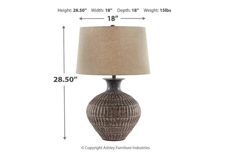 Magan Antique Bronze Finish Table Lamp from Ashley - Luna Furniture