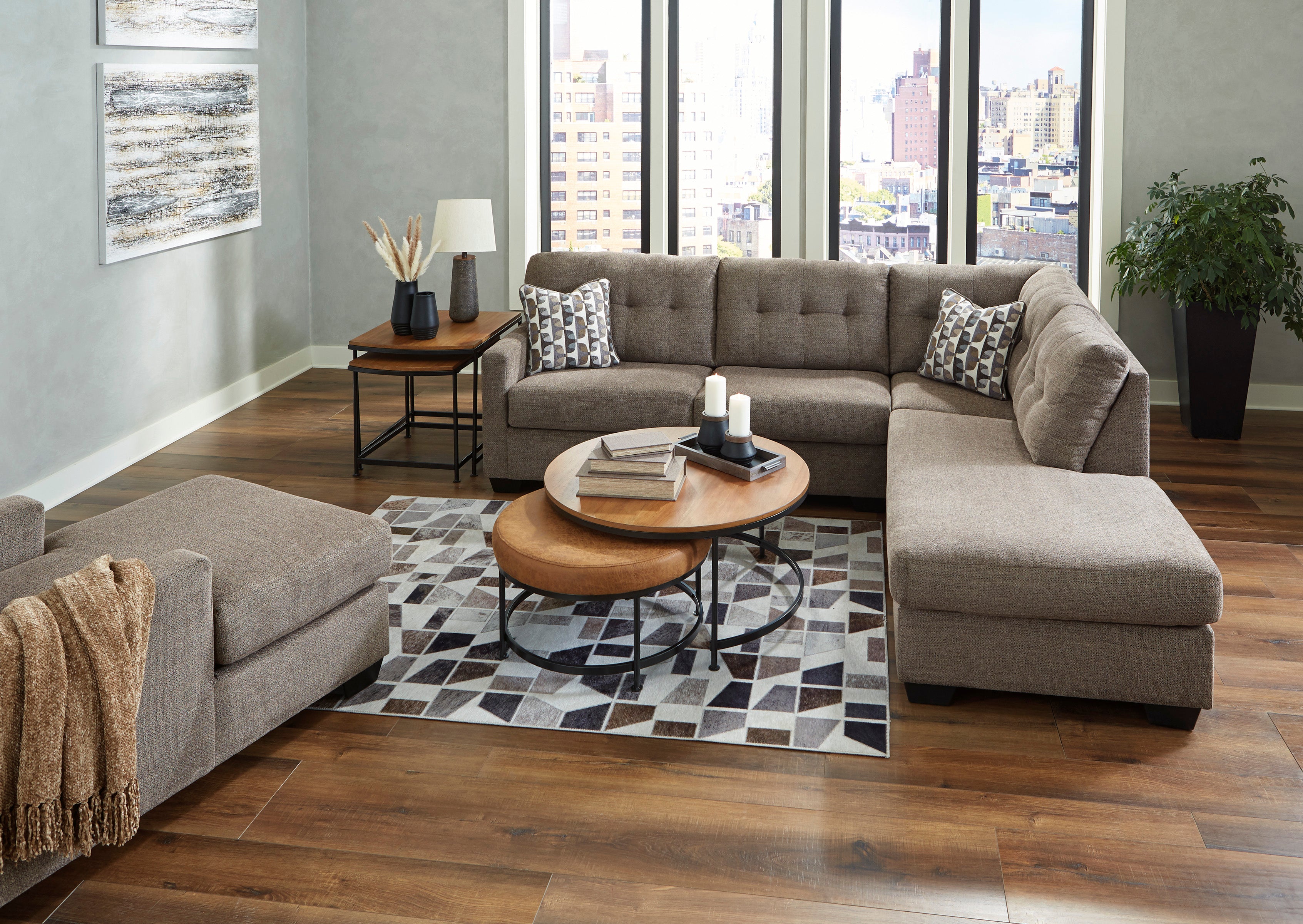 Ashley Furniture Mahoney Chocolate 2-Piece RAF Chaise Sectional