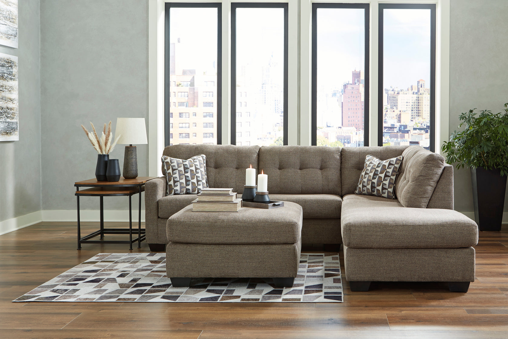 Mahoney Chocolate 2-Piece RAF Chaise Sectional from Ashley - Luna Furniture