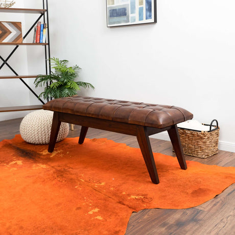 Maja Tan Leather Bench from Midinmod - Luna Furniture