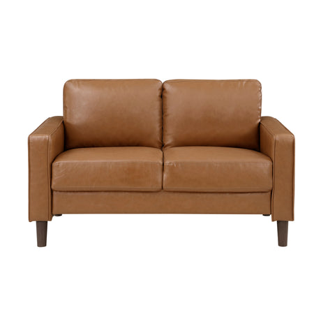 Malcolm Brown Faux Leather Loveseat from Homelegance - Luna Furniture