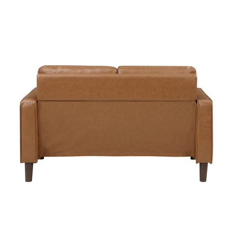 Malcolm Brown Faux Leather Loveseat from Homelegance - Luna Furniture