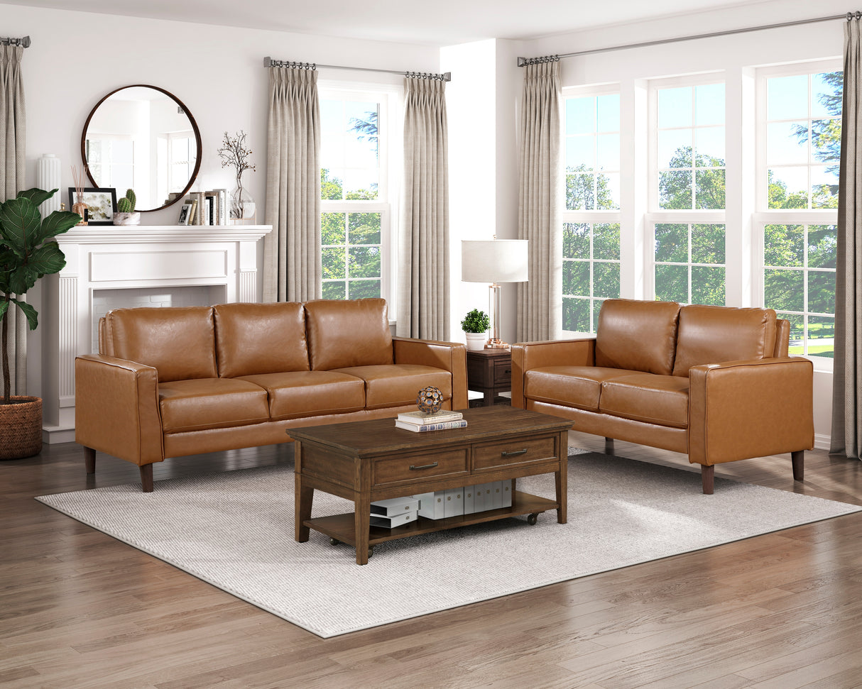 Malcolm Brown Faux Leather Sofa from Homelegance - Luna Furniture