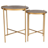 Malka Dark Brown and Gold 2-Piece Round Nesting Table from Coaster - Luna Furniture