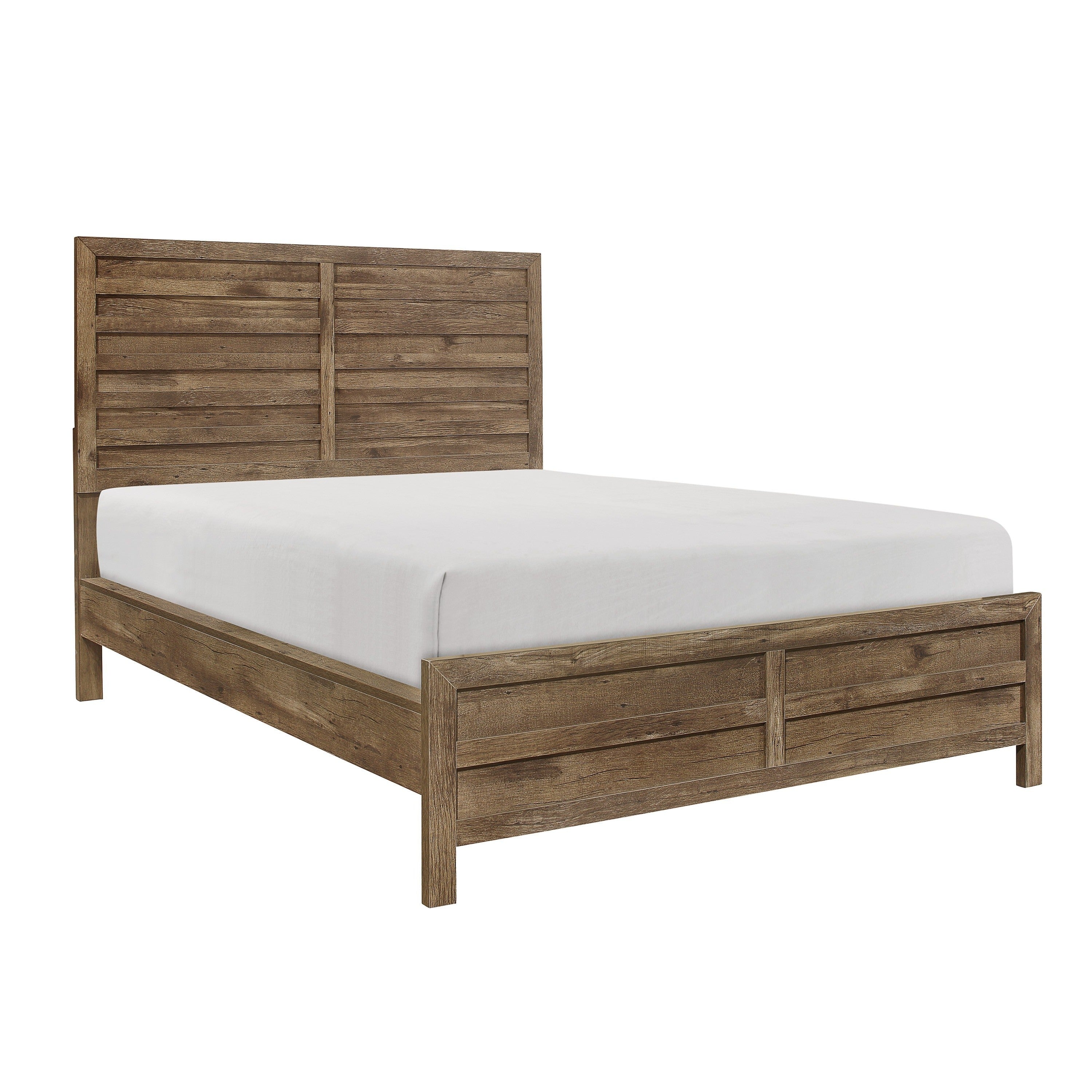 Mandan Weathered Pine Queen Panel Bed - Luna Furniture