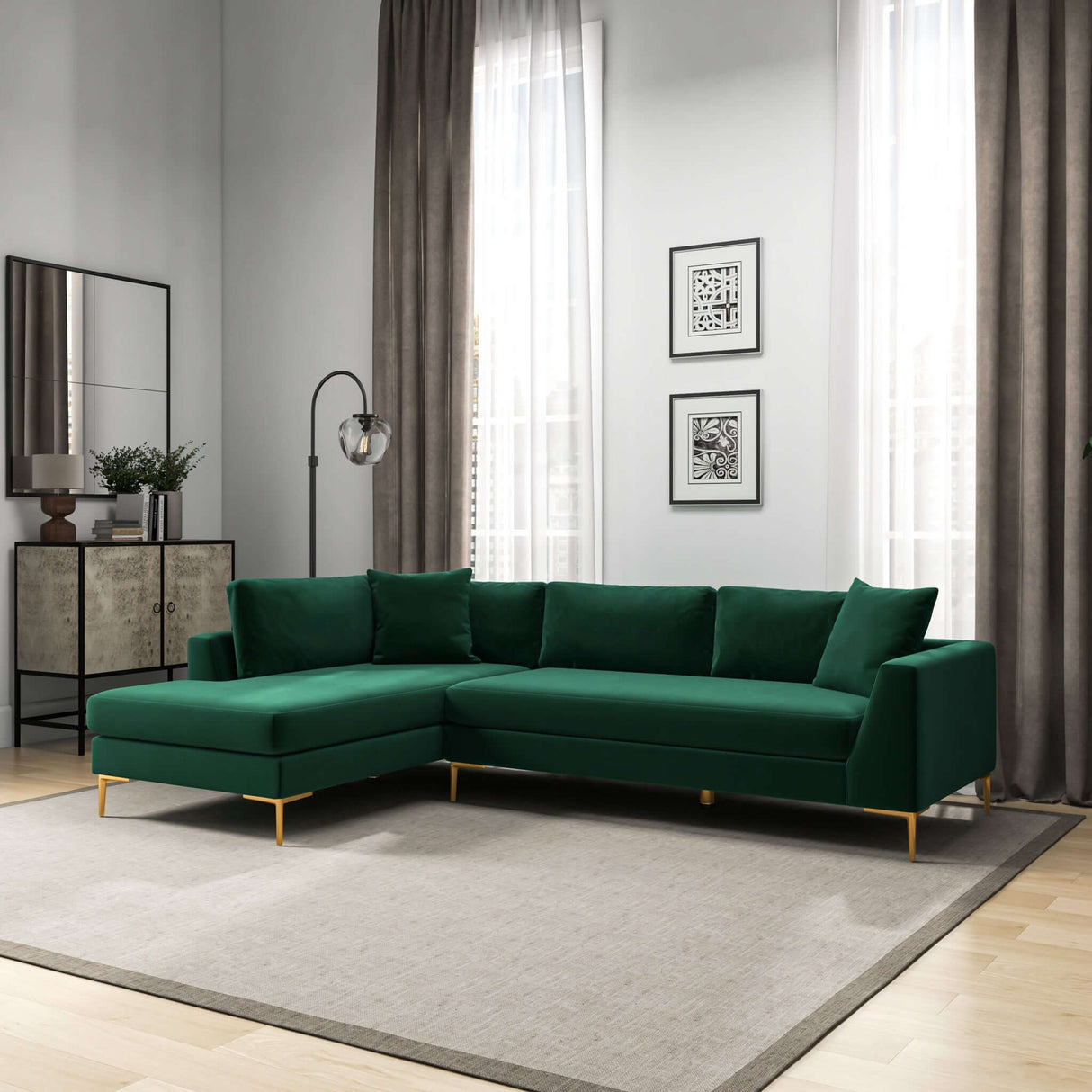 Mano Green Velvet RAF Sectional from Midinmod - Luna Furniture