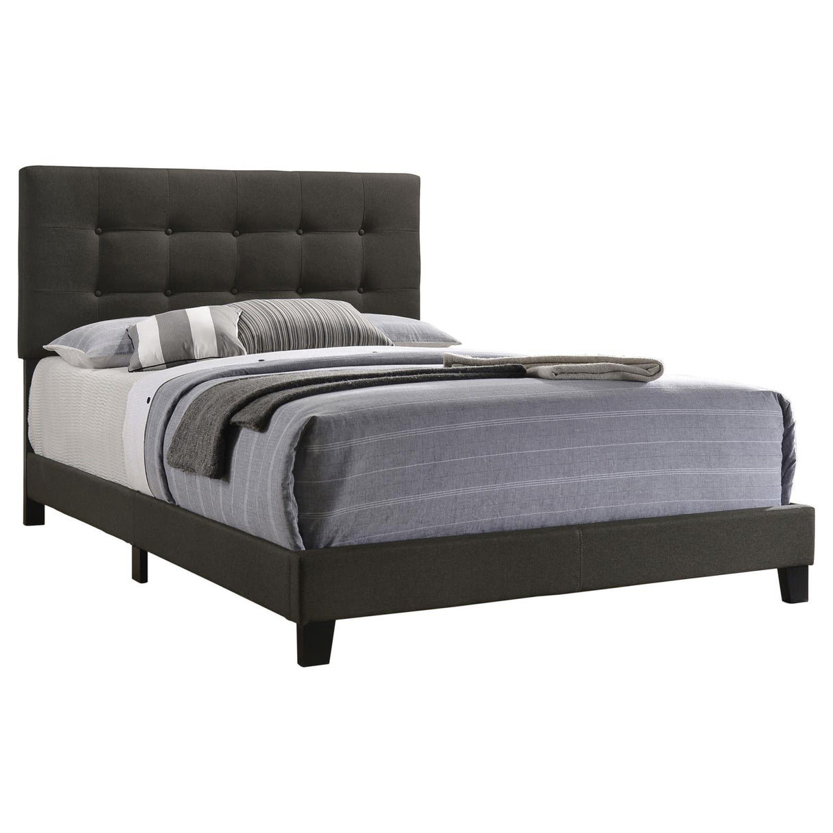 Mapes Charcoal Tufted Upholstered Eastern King Bed from Coaster - Luna Furniture