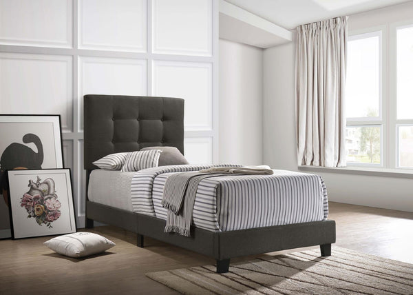 Mapes Charcoal Tufted Upholstered Twin Bed