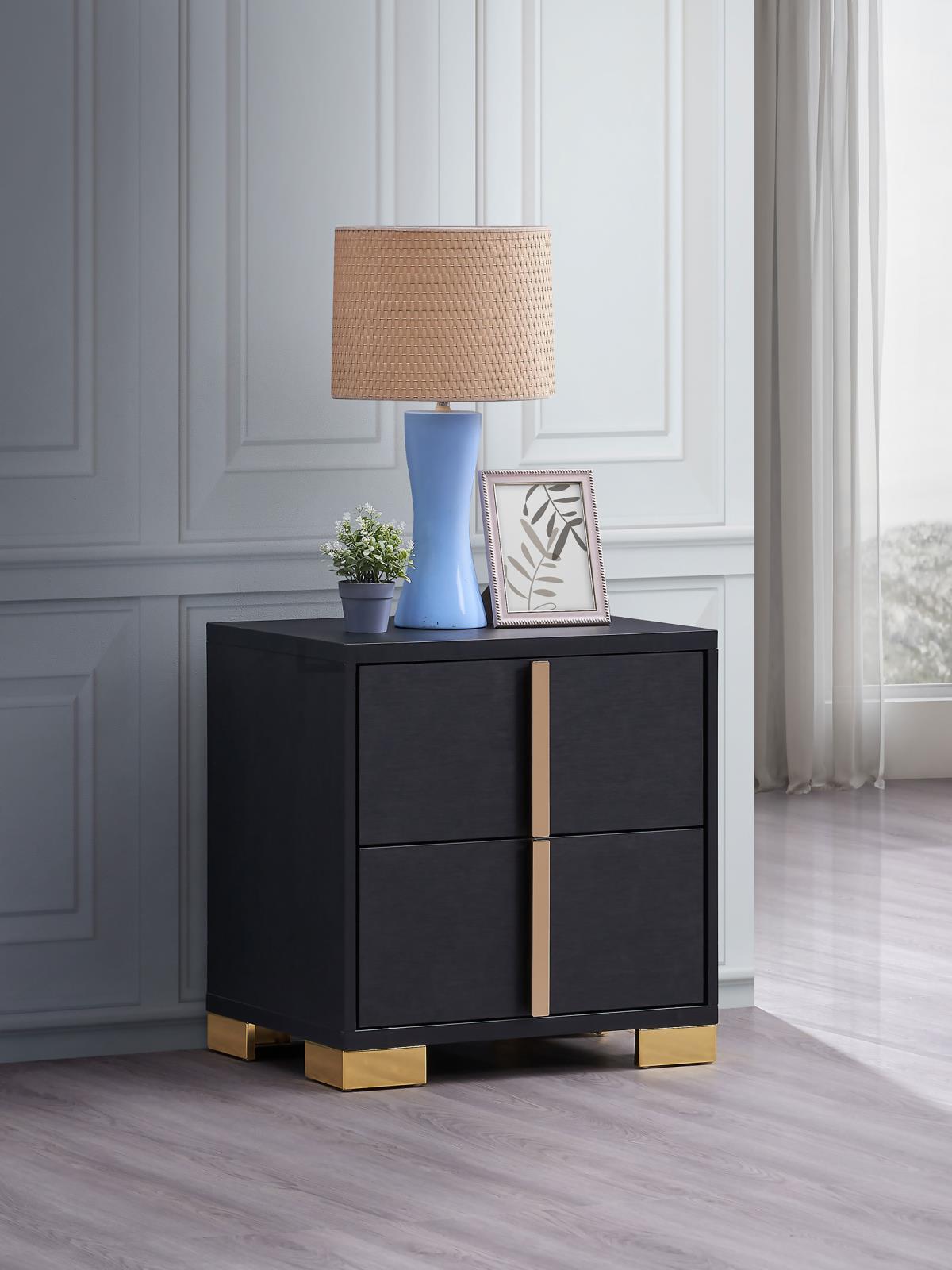 Marceline Black 2-Drawer Nightstand from Coaster - Luna Furniture