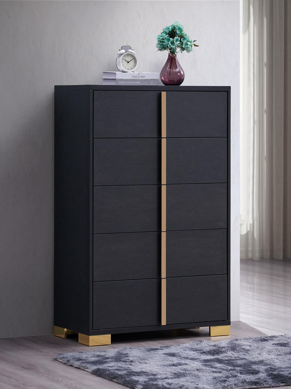Marceline Black 5-Drawer Chest from Coaster - Luna Furniture