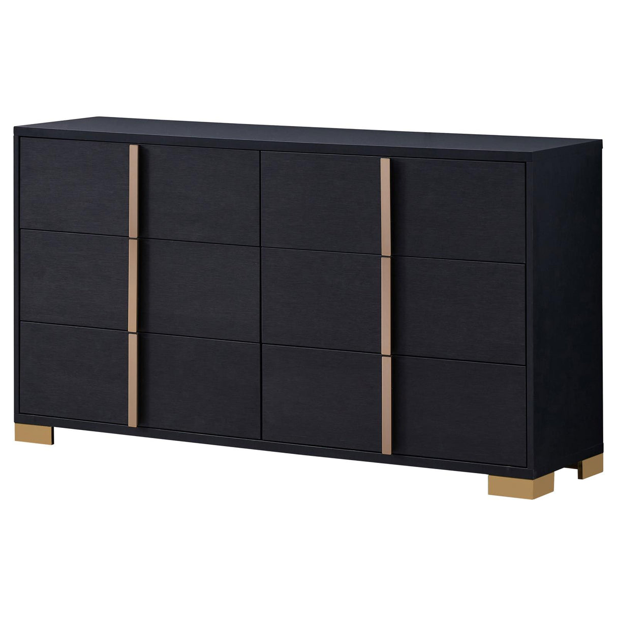 black horizontal dresser Kappesberg Jolyne 6-Drawer Horizontal Dresser, Black Modern Bedroom Storage for Adults and Teens, 28.5 inchh x 50.4 inchw x 17.7 inchd